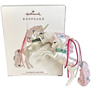 Hallmark Keepsake Christmas Ornament Stunning Unicorn White Pink 2019 In Box